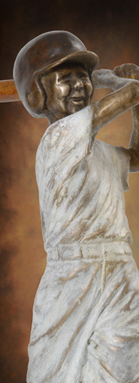 Little League baseball sculptures in bronze, baseball ballpark statues and monuments, sports sculptures, public sports monuments by monumental bronze sculptor, Tom White, bronze sculptures of boys playing baseball, commission sports award trophies, College Baseball Foundation's Brooks Wallace Award for Shortstop Player of the Year designed by Tom White