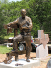 Custom portrait bronze monumental western ranch sculpture scene of Bo Rubenstein, Texas Pipe, placed on his Frebo Ranch between Austin and Houston on Hwy 71 in Texas by Tom White monumental bronze sculptor, commission bronze portraits, public figurative bronze monuments, commission a sculpture
