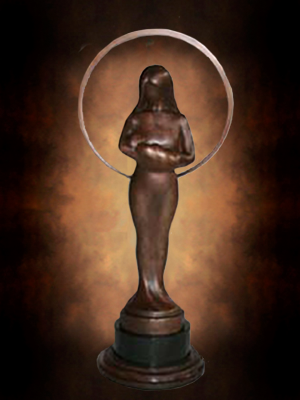 Norinne A. and Raymond E. Ruddy Memorial Life Prizes Award Trophy created by figurative bronze sculptor, Tom White, for Raymond B. and Marilyn A. Ruddy, long-time pro-life philanthropists - an initiative of the Gerard Health Foundation. Statue of a mother cherishing the life of her baby. Award given to those who do the most to promote the cause of life and against abortion bi-annually in Washington, DC., statue of mother and baby, mother and child sculpture, pro-life award trophy
