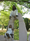 Tom White, Christian monumental bronze sculptor, statues of Jesus welcomes children, lifesize Jesus Christ sculptures, Christ Our Rock life-size statue of Jesus and children, prayer garden statues, inspirational art, Biblical theme art and sculptures, liturgical art, monumental religious bronze sculptures, custom religious commissions, public art monuments, memorial bronze portraits, historical faith-based sculpture scenes, prayer garden statues "Christ Our Rock", "Welcoming Christ", smiling Jesus bronze statues, life-size bronze commissions, spirited hands bronze fountains, family memorial bronze sculptures, bronze sculptures of Jesus; monumental sculptures of Christ, public statues of Christ, angel statues, Jesus swinging little girl portrait bronze commission Cave Hill Cemetery