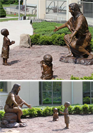 "Christ Our Rock" lifesize monument and tabletop bronze statues by Tom White, Christian Monumental Bronze Sculptor, placed in Tannersville, Pennsylvania and Gatesville, Texas at the Davidson Memorial Prayer Garden Christian sculptures, tabletop Biblical faith-based sculptures, statue of Christ, public monument, statues of Jesus welcoming children, Jesus Christ sculptures, religious monumental bronze sculptures