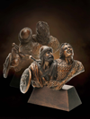 "Jonathan and the Armor Bearer" Christian tabletop bronze sculpture depicting Old Testament account of Jonathan, King Saul's son, battle scenes in bronze, historical warrior sculptures, Tom White, public monumental bronze sculptor, Christian artist, Old & New Testament Biblical statues, religious bronze sculpture scenes, inspirational gifts, liturgical sculptures, bronze centurion sculptures, gladiator bronze statues, roman soldiers in bronze, commission a sculpture of historical and faith-based heroes
