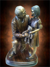 Custom life-size portrait bronze sculpture of Henri Landwirth, Founder of Give Kids the World Village, Kissimmee, Florida and a child bronze statue, by public monumental bronze sculptor, Tom White, figurative commission bronze statues of public figures, historical events, sculptures of children, war memorials, historical sculpture scenes and faith-based religious statues
