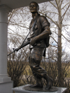 Bronze monumental Vietnam War soldier sculpture, Plainview Memorial, Big Piney, WY, Tom White, Monumental life-size bronze statue, Medal of Honor recipient, public war memorials, figurative bronze portrait sculptures of soldiers, military war memorial monuments, portrait sculptures of soldiers, veteran memorials, coast guard statues, army soldier sculptures, air force soldier monuments, army soldier portrait bronzes, bronze monuments of marine soldiers,  figurative portrait bronze memorials of military personnel, life-size bronze statue of a Gold Star Mom, public monumental heroic military bronze commissions, commission a sculpture of a soldier